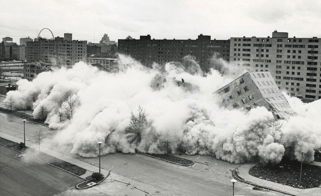 Demolition of the Pruitt-Igoe housing complex, 1972 (photo courtesy of U.S. Department of Housing and Urban Development)